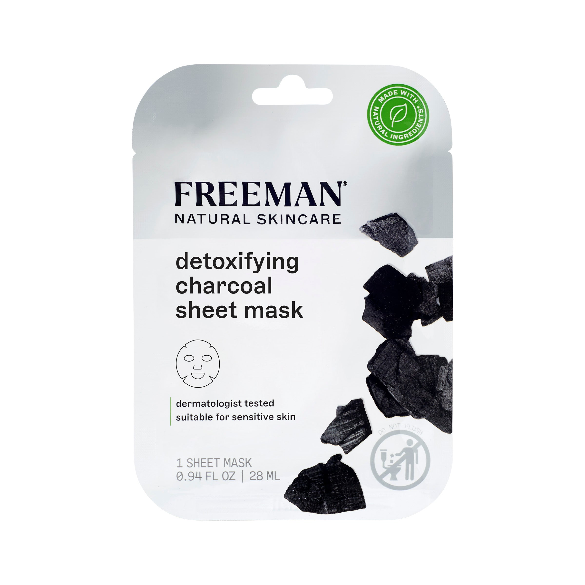 Freeman Detoxifying Charcoal Bubble Facial Sheet Mask, Charcoal & Green