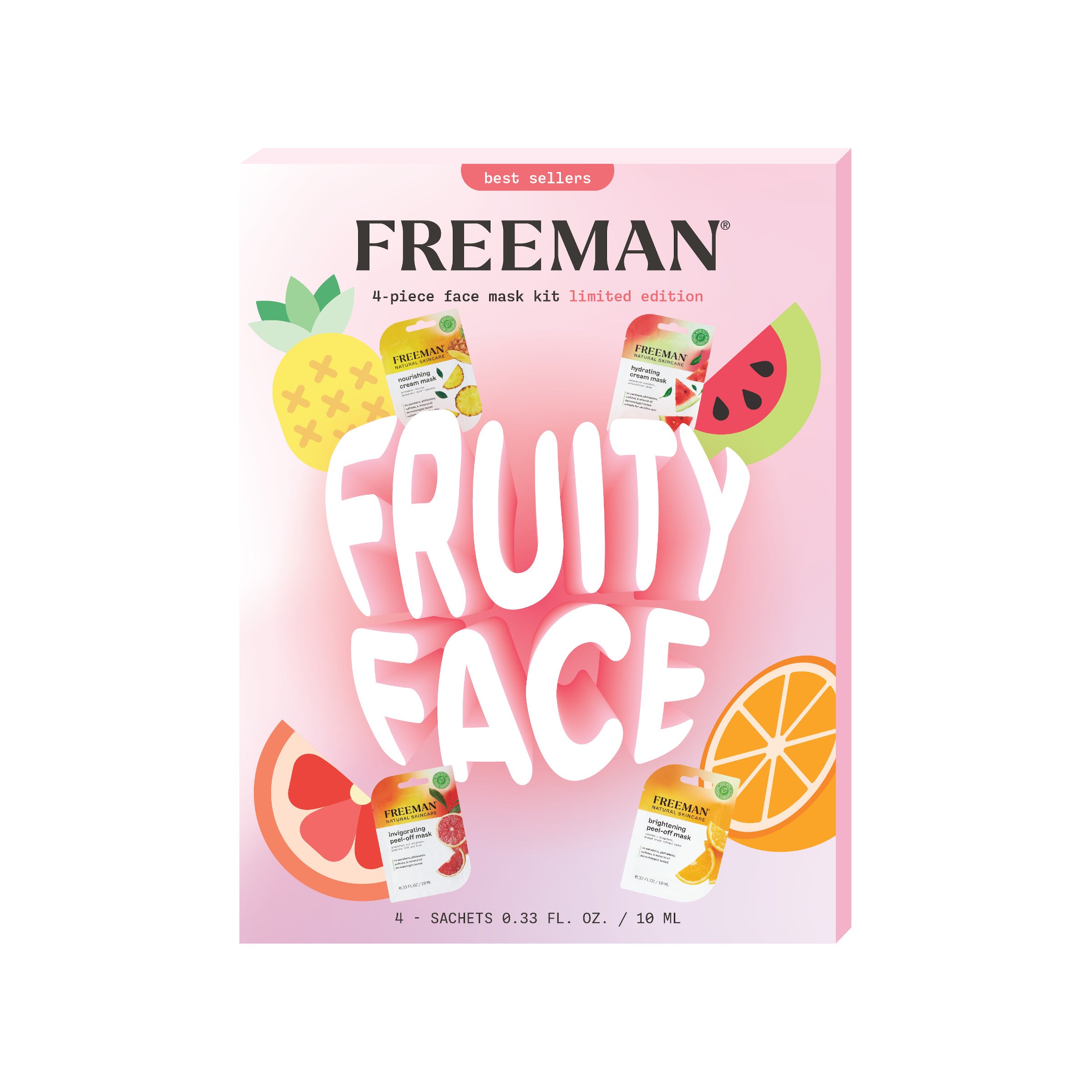 Freeman Fruity Face MultiMasking Kit, Soothing, Hydrating, Revitalizing, & Exfoliating Mask Set