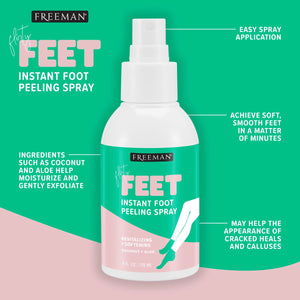 Freeman instant foot peeling spray bottle with usage callouts