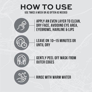 Freeman Beauty Exotic Blends Hawaiian Black Salt Peel Off Mask usage instructions infographic