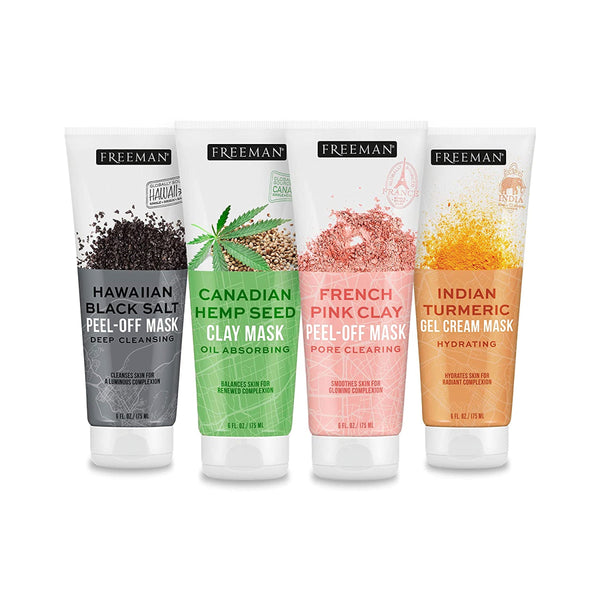 Facial mask variety bundle with four Freeman clay/peel-off masks in assorted colors.
