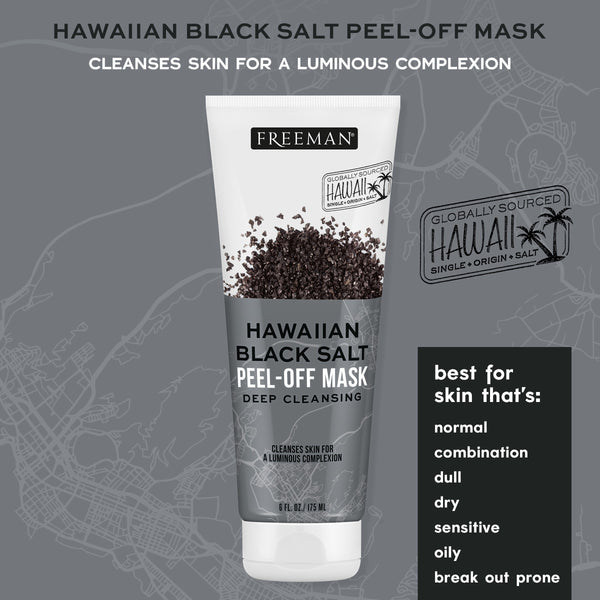Facial mask variety bundle tube: Freeman Hawaiian Black Salt Peel-Off Mask, gray/black.