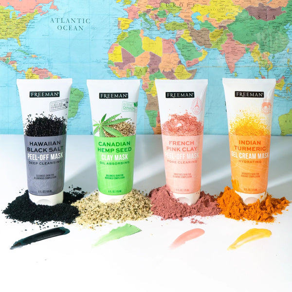 Variety of facial mask tubes with loose powders in front