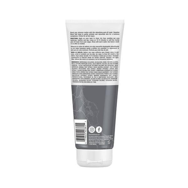 Gray facial mask tube with printed ingredient text and Freemans branding