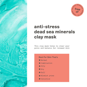 Teal anti-stress dead sea minerals clay mask, thick textured gel