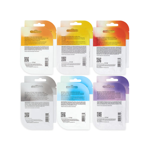 Freeman Naturals peel-off mask variety bundle, back sides with label details