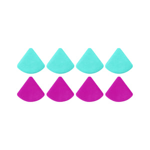 Freeman Mother Puffer Powder Puff Set featuring four blue and four purple triangular makeup sponges