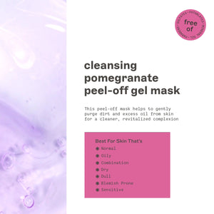 Cleansing pomegranate peel-off gel mask label with skin-type list