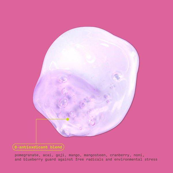 Translucent purple peel-off gel mask blob with small bubble texture