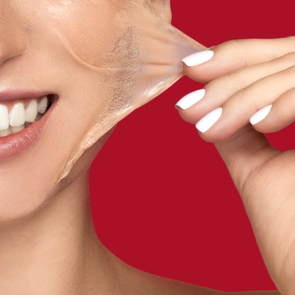 Peel-off clay mask being applied near mouth area