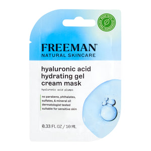 Freeman hyaluronic acid hydrating gel cream mask front package, 0.33 fl oz / 10 mL