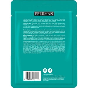 Freeman foot mask back pouch with directions and ingredients panel, teal package