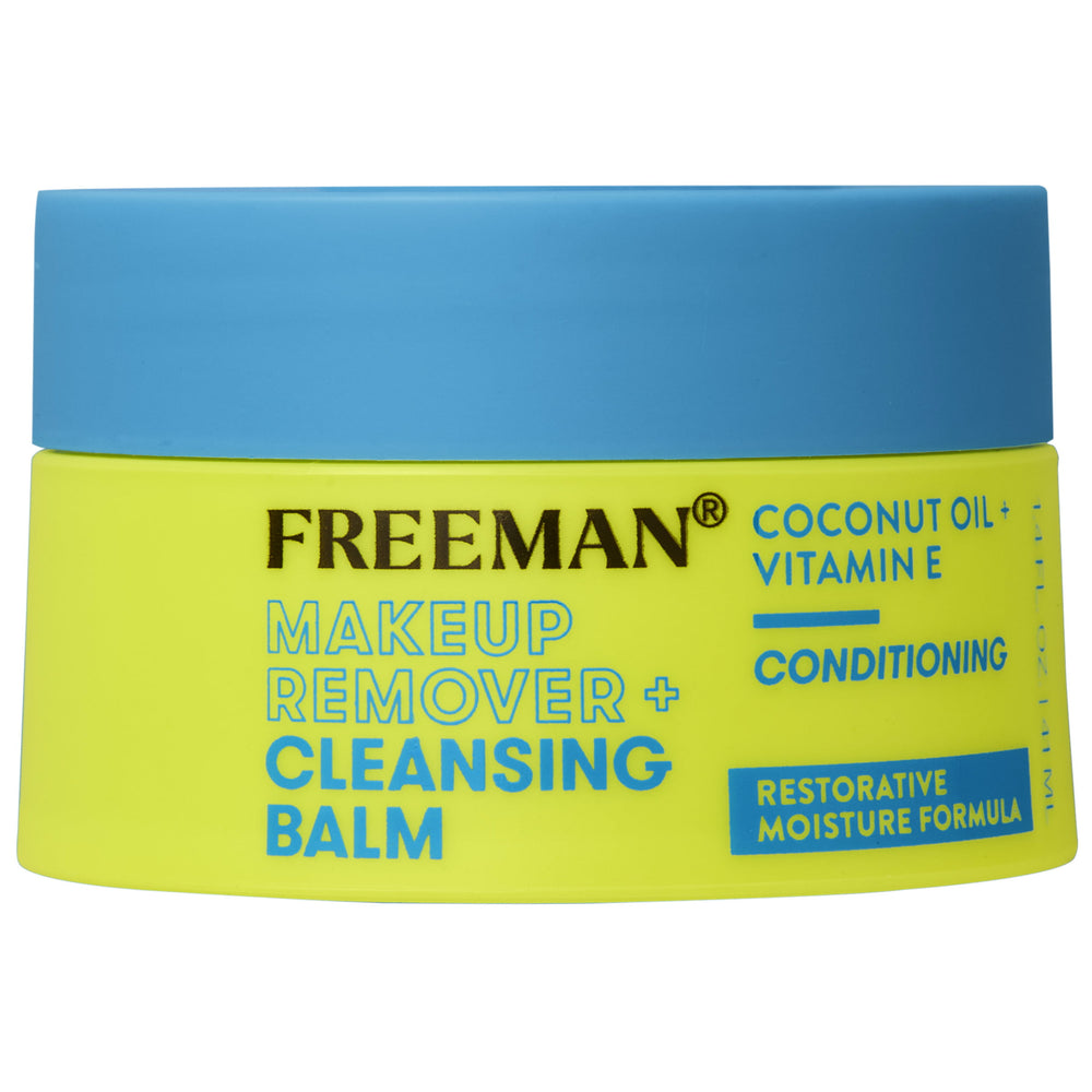 Freeman Coconut Oil + Vitamin E makeup remover cleansing balm jar, blue lid.
