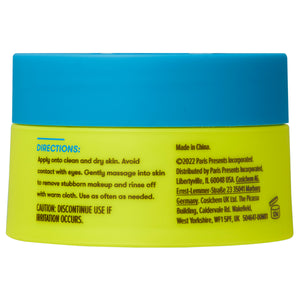 Freeman makeup remover cleansing balm jar backside with directions and contact details.