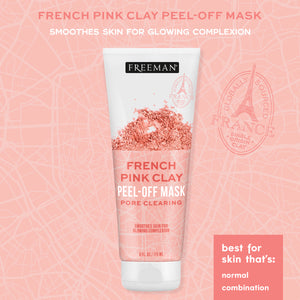 French pink clay peel-off face mask tube, pore clearing
