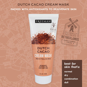 Freeman Dutch cacao cream mask front tube with cacao label and antioxidants text