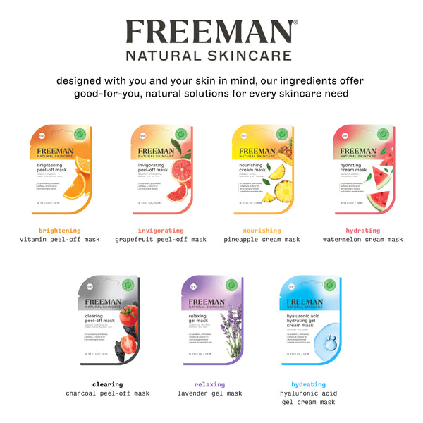 Freeman Natural Skincare mask assortment featuring multiple cream and gel masks