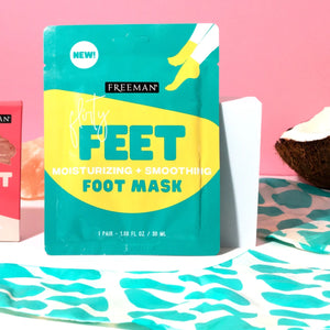 Freeman moisturizing + smoothing foot mask pouch, teal and yellow, 1 pair, 30 mL