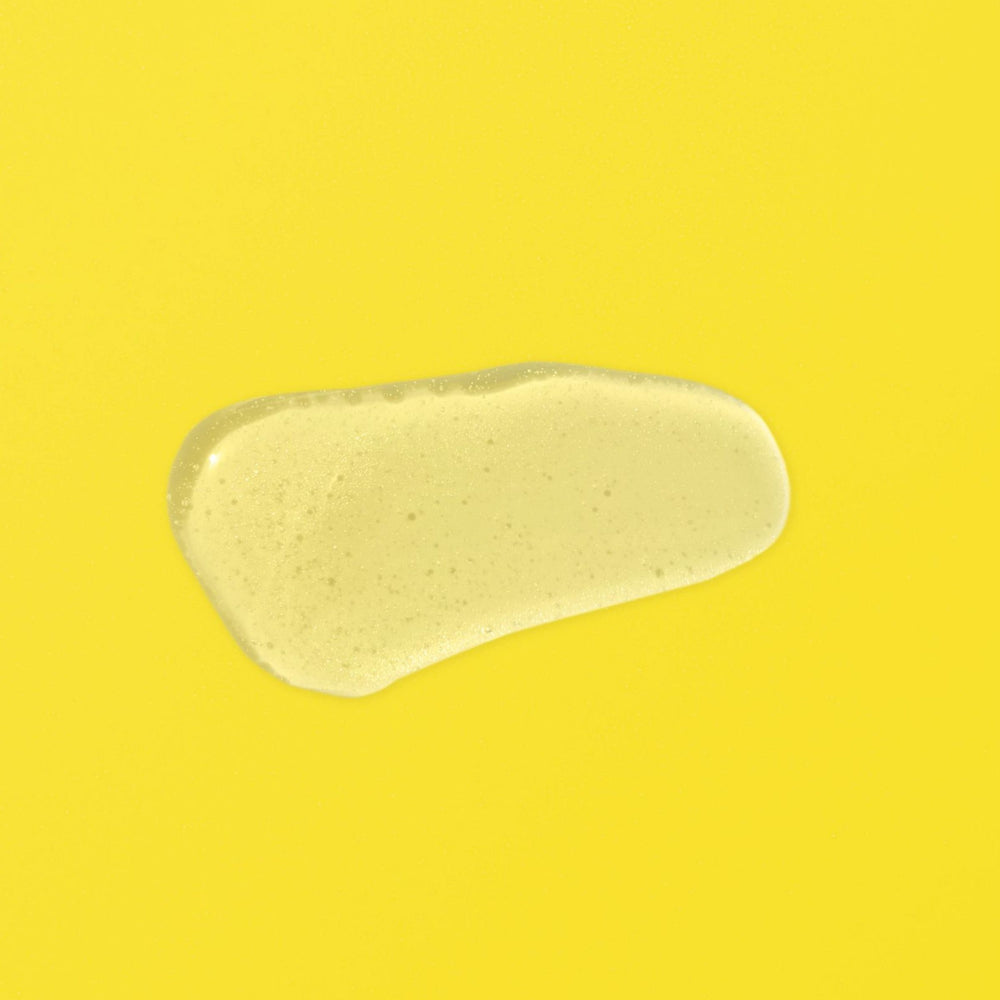 Restorative warming gel-to-oil facial mask bottle front view with yellow cap