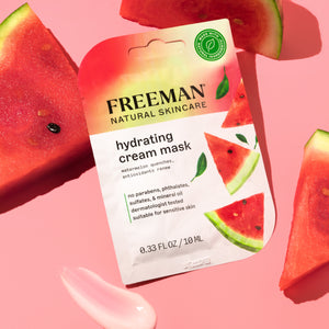Freeman Natural Skincare hydrating cream mask pouch with watermelon antioxidant artwork
