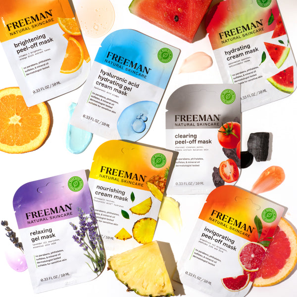 Assorted Freeman Natural Skincare masks variety pack with multiple flavor pouches