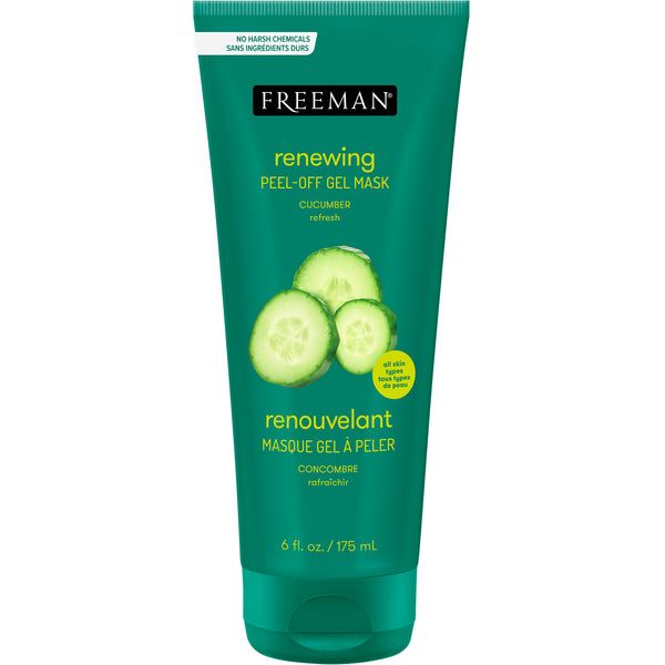 Freeman renewing cucumber peel-off gel mask in green squeeze tube with cucumber graphics