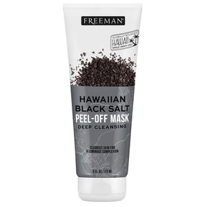 Freeman Hawaiian Black Salt peel-off mask tube, white with black granules