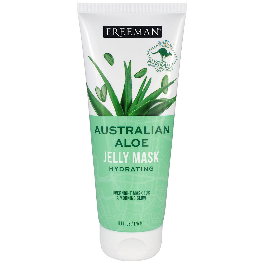 Hydrating Australian aloe jelly mask tube, white with green aloe graphic