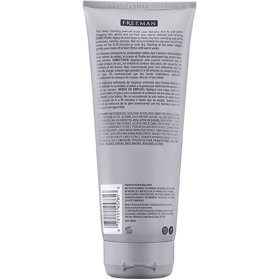 Pore cleansing peel-off gel mask tube back label with ingredient text and barcode