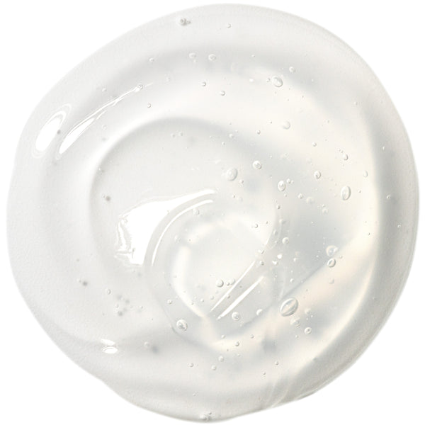Clear hydrating aloe jelly mask gel texture swatch in glossy white