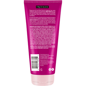 Freeman Feet foot scrub tube back panel with ingredient and directions text