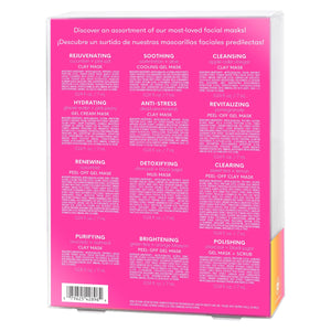 Freeman face mask assortment box back listing multiple facial mask types and benefits