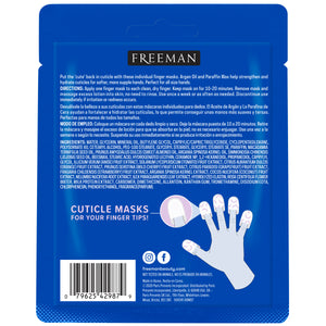 Freeman cuticle mask sachet back panel with ingredient and use text