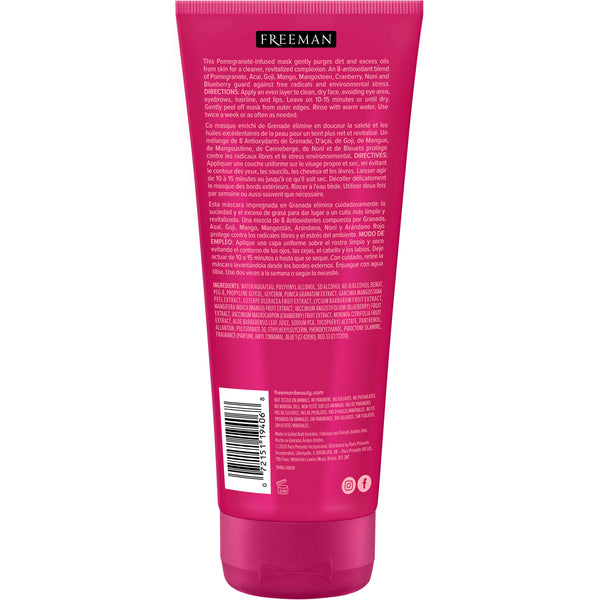 Freeman peel-off gel mask tube back with barcode and product details